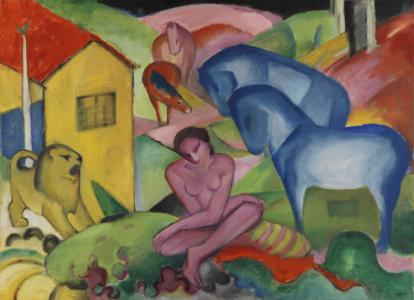 Franz Marc "Der Traum / The Dream", 1912, Oil on canvas, 100.5x135.5 cm. Given To Kandinsky in exchange, 1912. Museuo Thyssen-Bornemisza