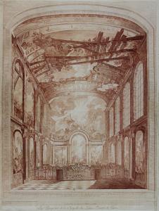 Étienne Fessard: Ansicht der Chapelle des Enfants trouvés in Paris, 1759. Étienne Fessard: Vue perspective de la Chapelle des Enfants trouvés à Paris, 1759. Étienne Fessard: View of the Chapelle des Enfants trouvés in Paris, 1759.